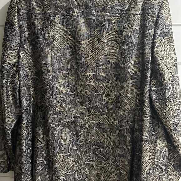 Kim Rogers Woman Gold Flake Silver Full Zip Lined Blazer Jacket Size 18 Shimmer - Picture 6 of 9